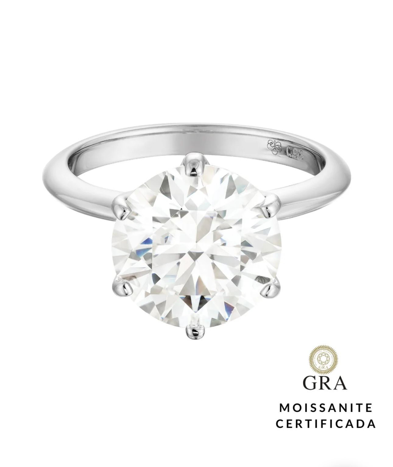 PEDIDO POR ENCOMENDA - VIA WHATSAPP - ANEL SOLITÁRIO MOISSANITE 5CT - PRATA 925 -com certificado de legitimidade GRA