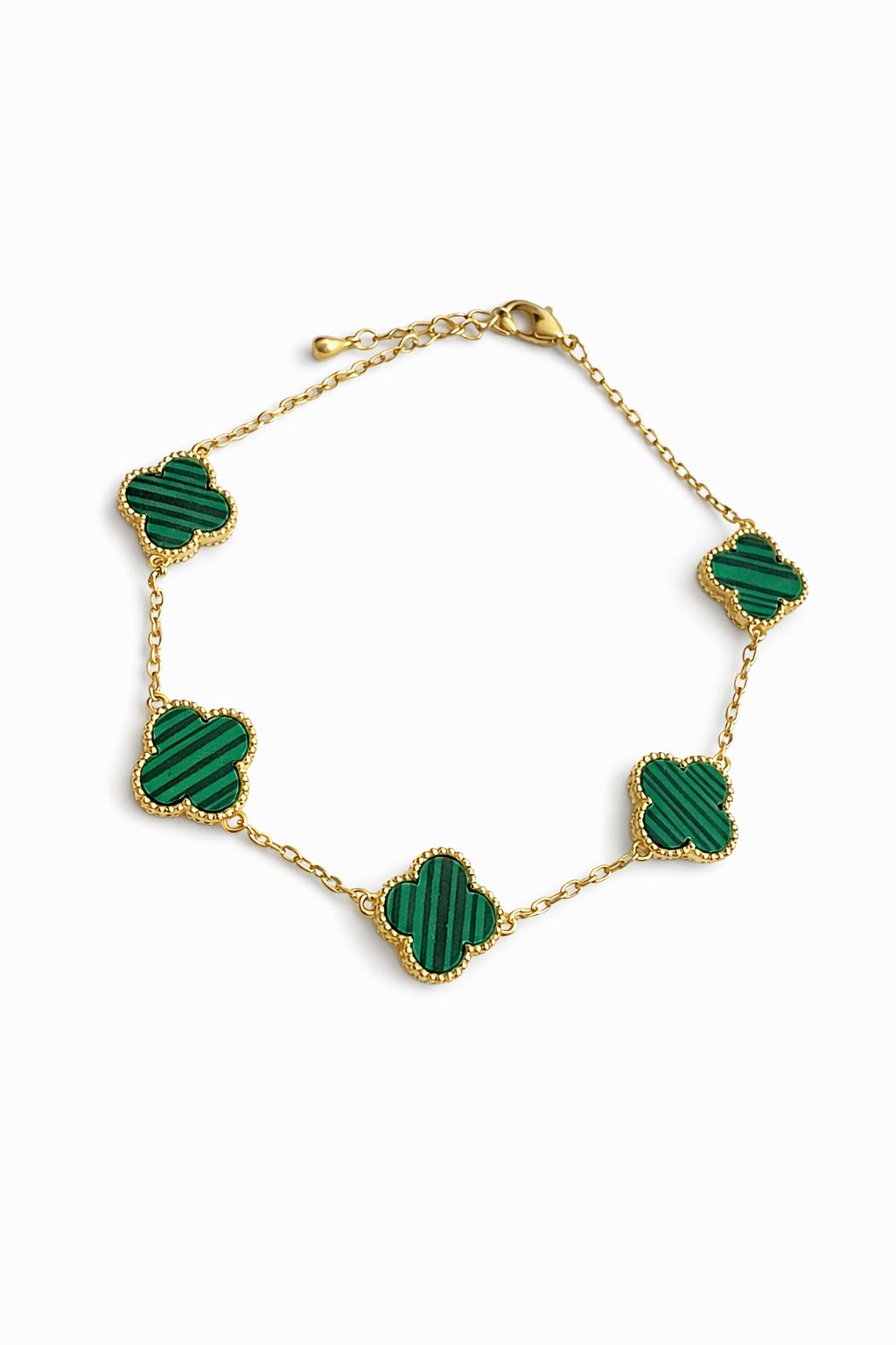 Pulseira trevo verde P - 20cm ajustável para 17cm