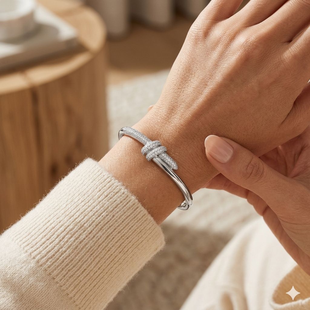 Bracelete laço cravejado - 17cm de diâmetro