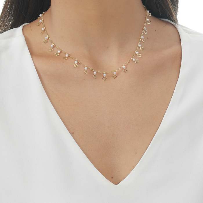COLAR CHOCKER PENELOPE PEROLA TREVO