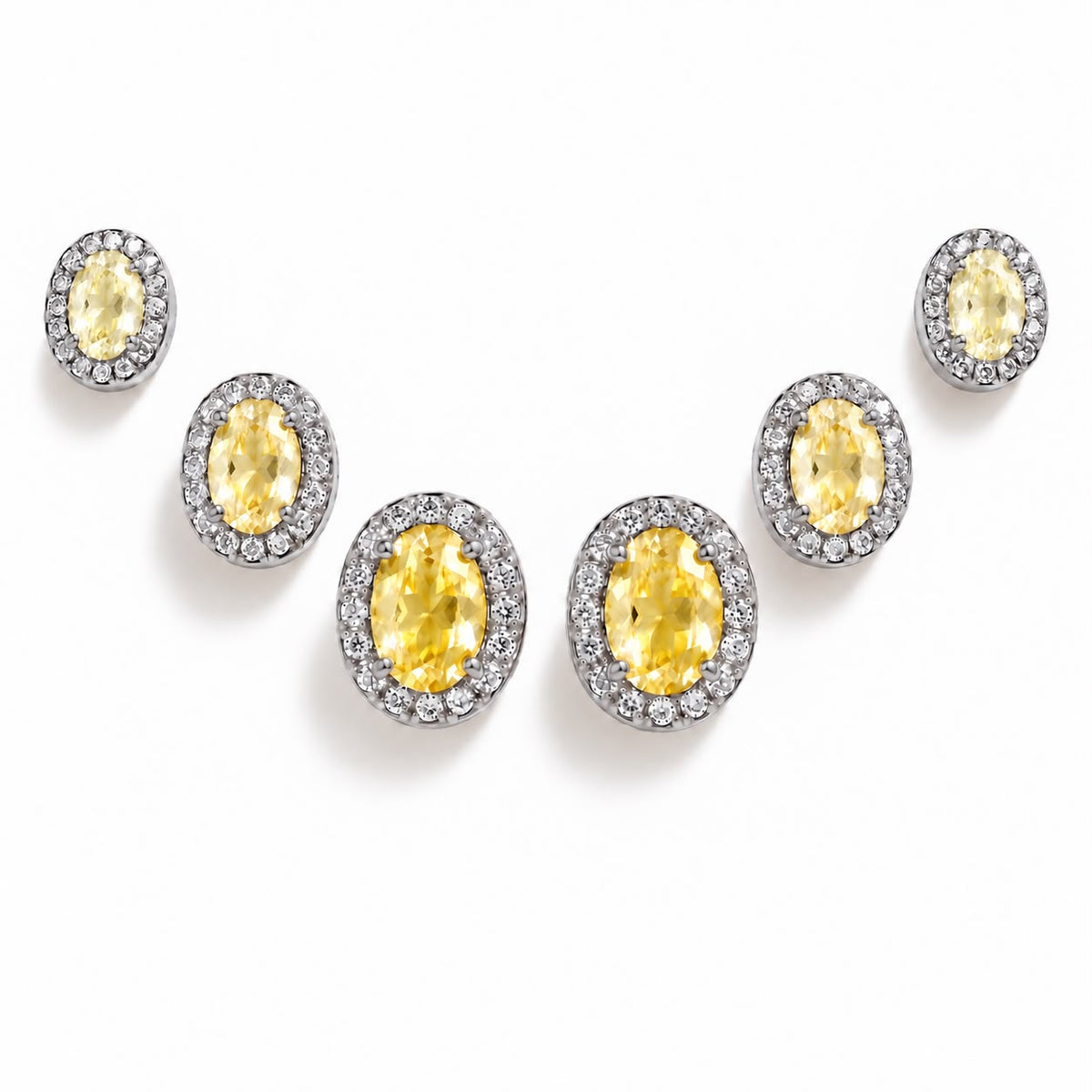 Trio de Brinco Oval Cravejado Amarelo Degradê