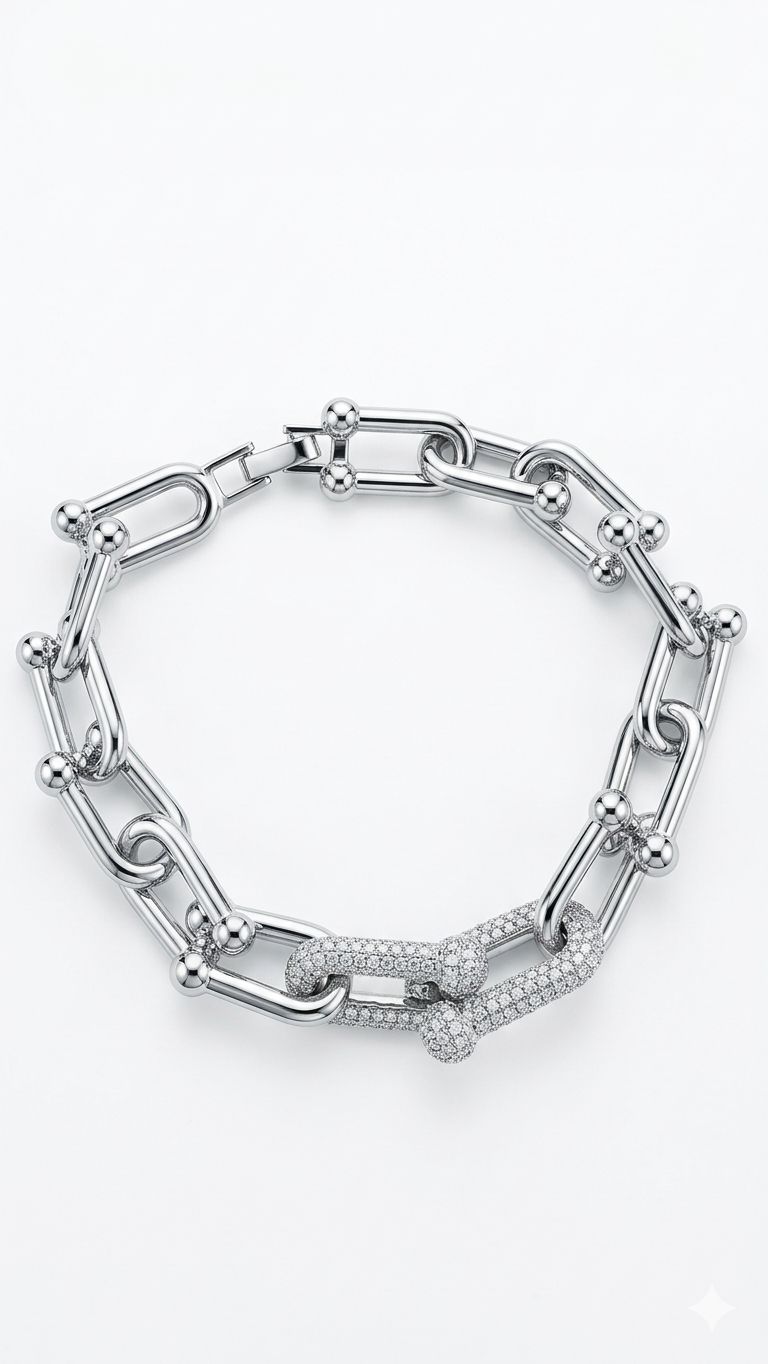 Pulseira U Cravejada - 17cm