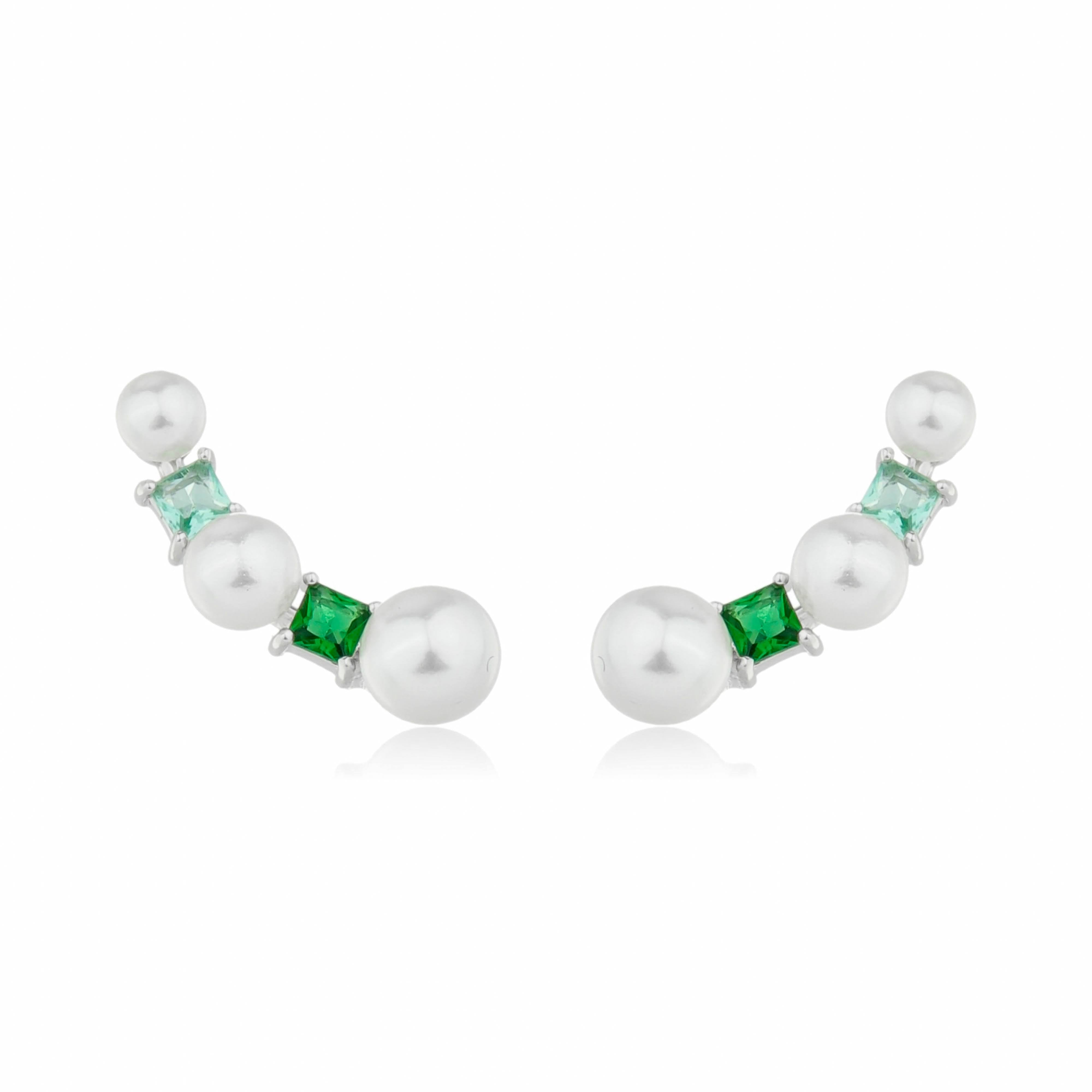 Brinco Cristal Esmeralda Júlia - Prata 925