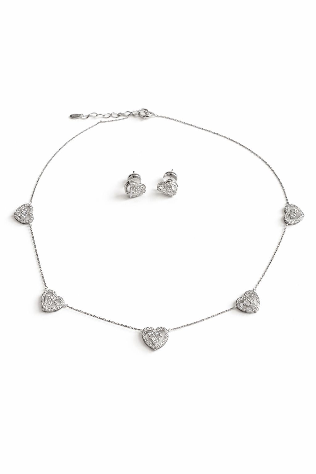 Conjunto Chocker Coração Cravejado Lina - 45cm