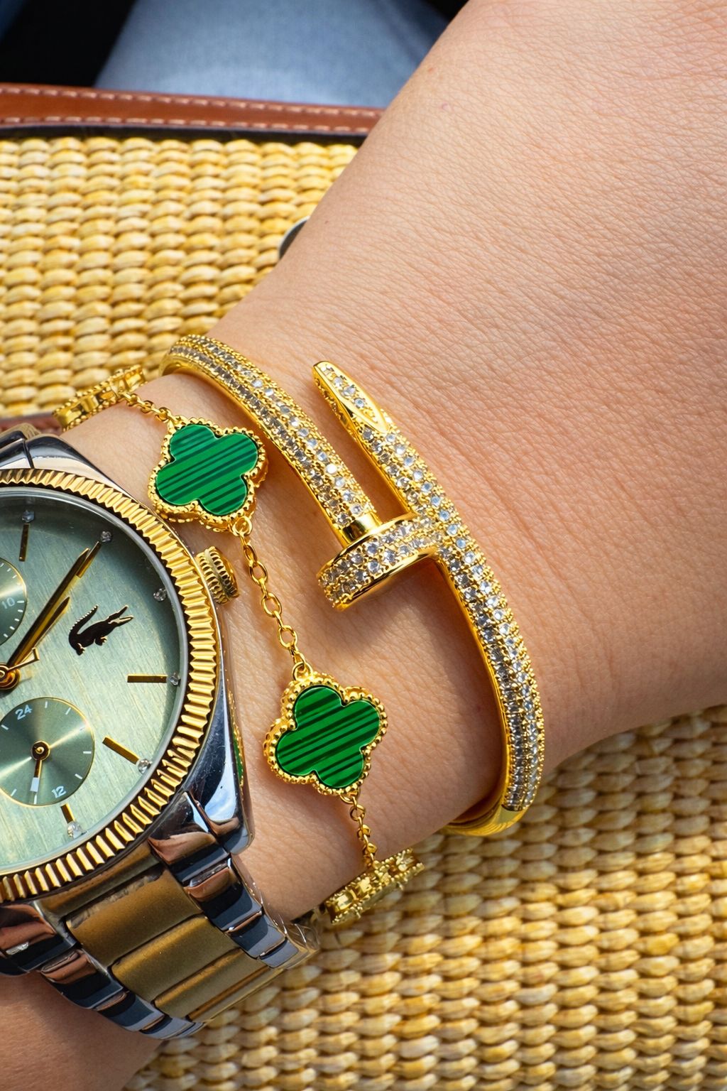 Pulseira trevo verde P - 20cm ajustável para 17cm