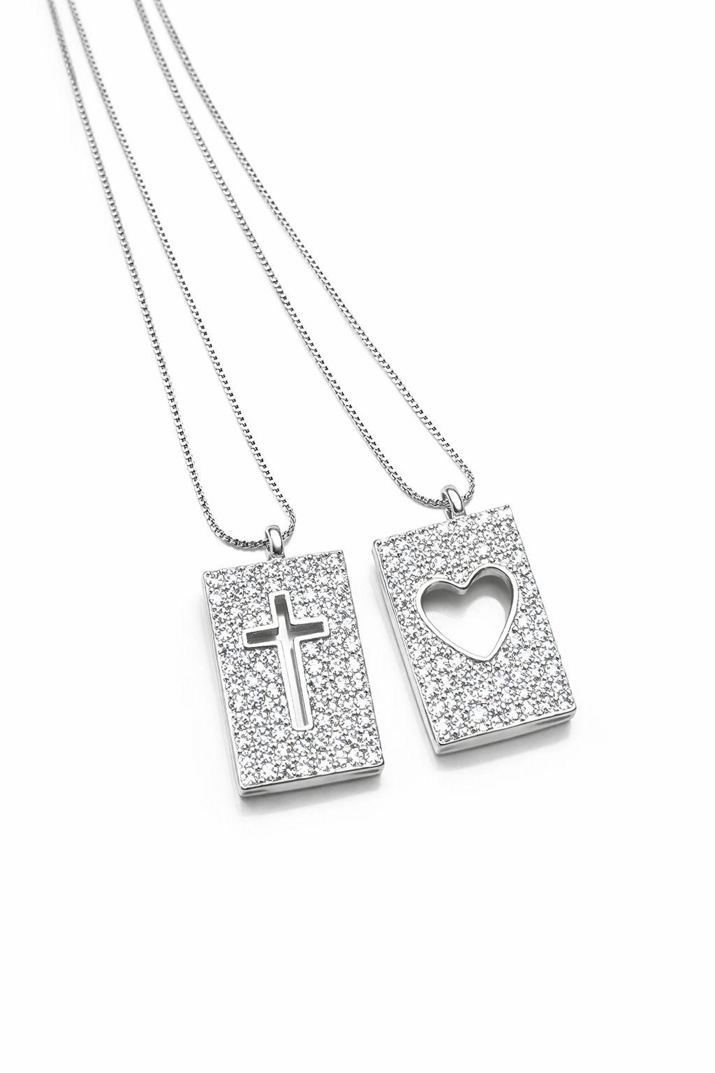 ESCAPULÁRIO CRUZ E CORAÇÃO CRAVEJADO - 45CM