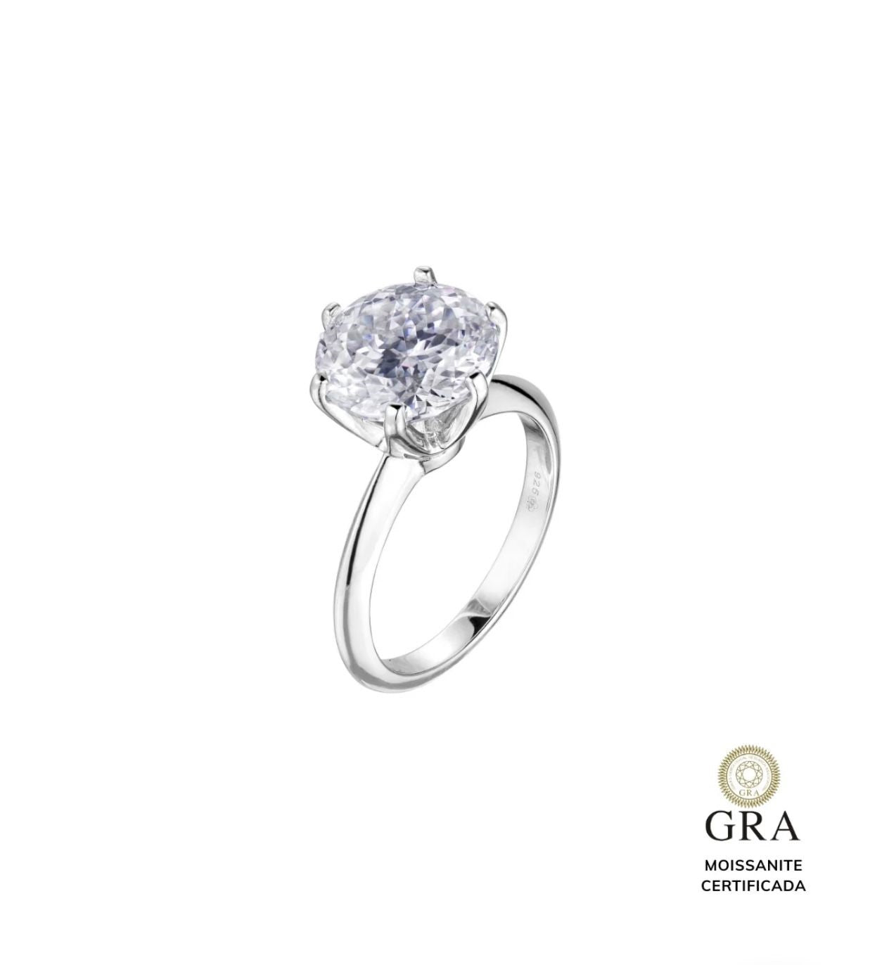 PEDIDO POR ENCOMENDA - VIA WHATSAPP - ANEL SOLITÁRIO MOISSANITE 5CT - PRATA 925 -com certificado de legitimidade GRA