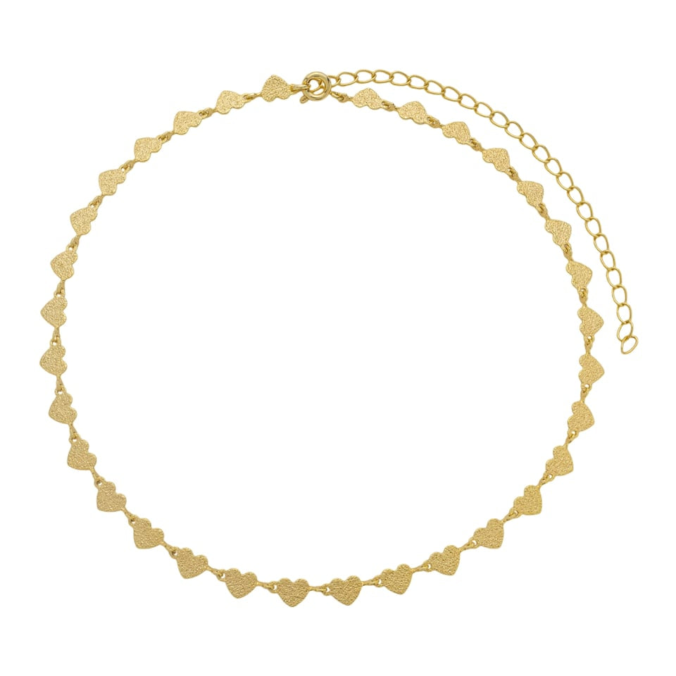 Colar Chocker Corações Quartzo