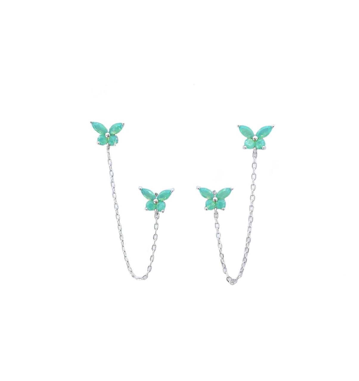 BRINCO BORBOLETA DUPLO - PRATA 925