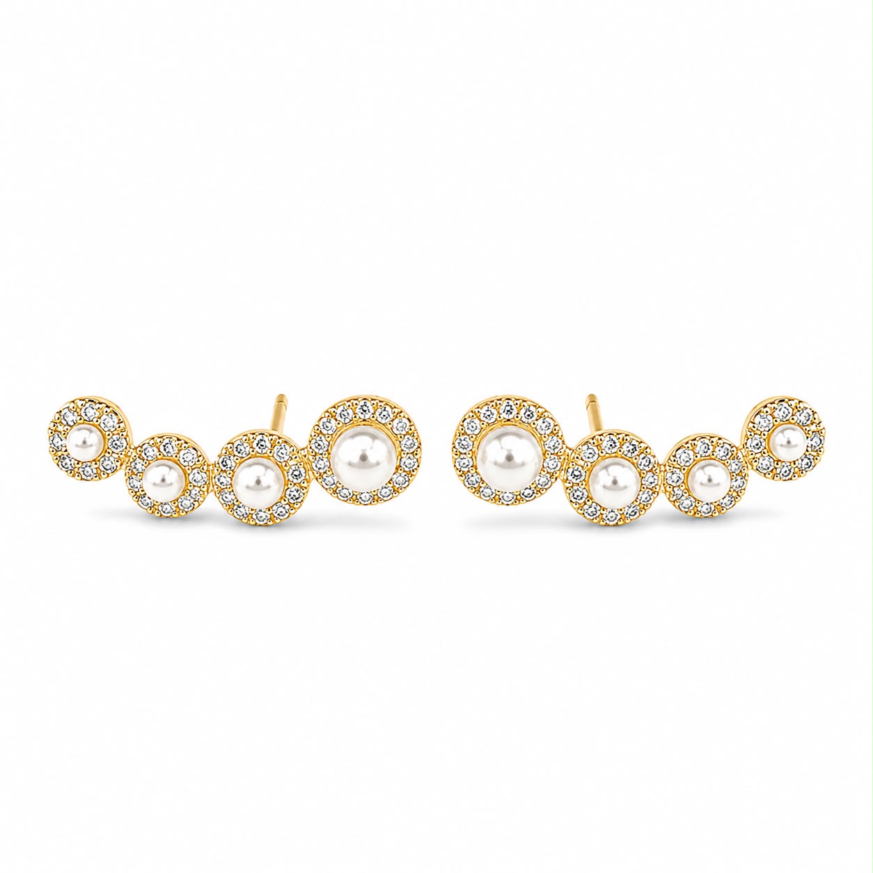 Brinco Ear Climber Pérolas & Zircônias