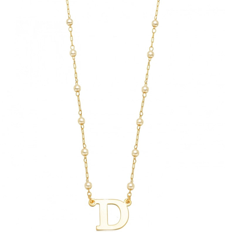 Colar Inicial com Pérolas – Banho de Ouro 18k
