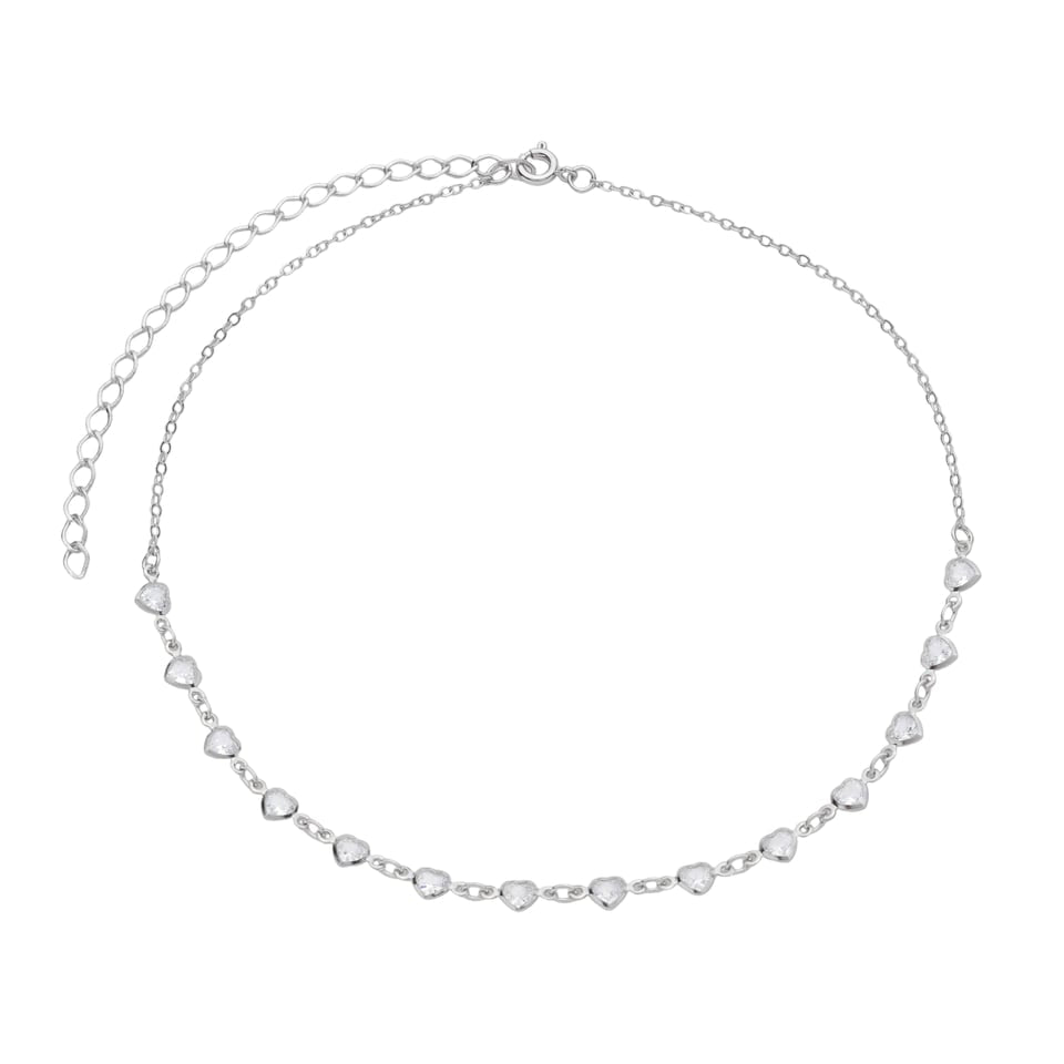 Colar Chocker Corações Cristal