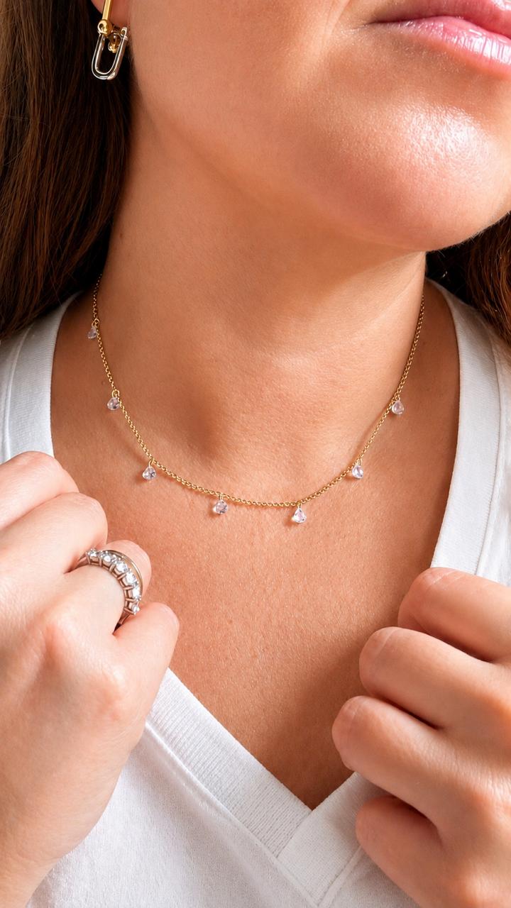 Chocker pingentes cristais coração
