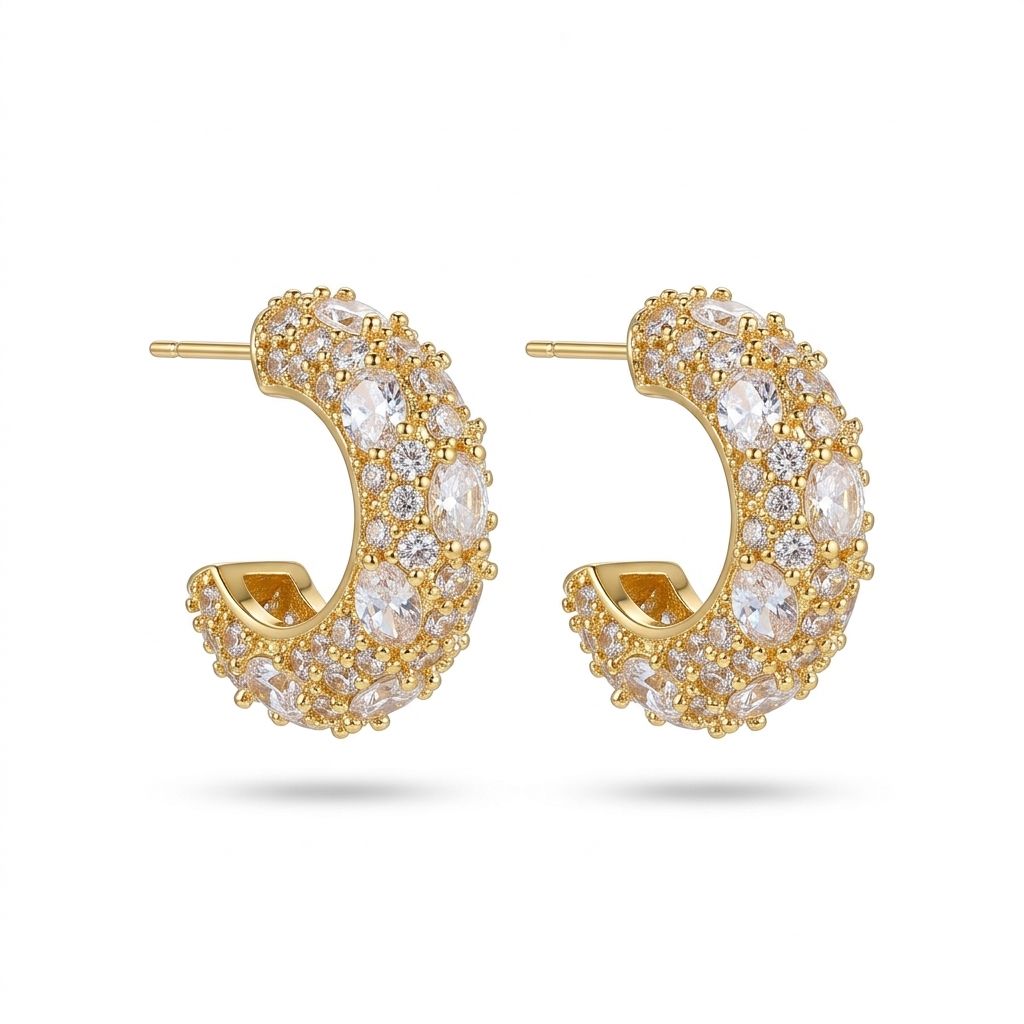 Brinco Argola Cravejada Jade