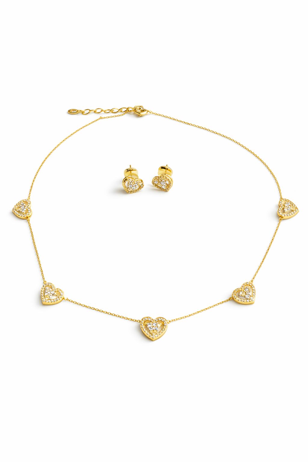 Conjunto Chocker Coração Cravejado Lina - 45cm